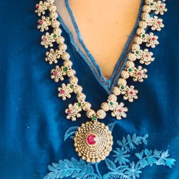 Handmade Jewelry Set, Tribal Ethnic Jewelry Set, Long Pendant Necklace - Picture 2 of 10